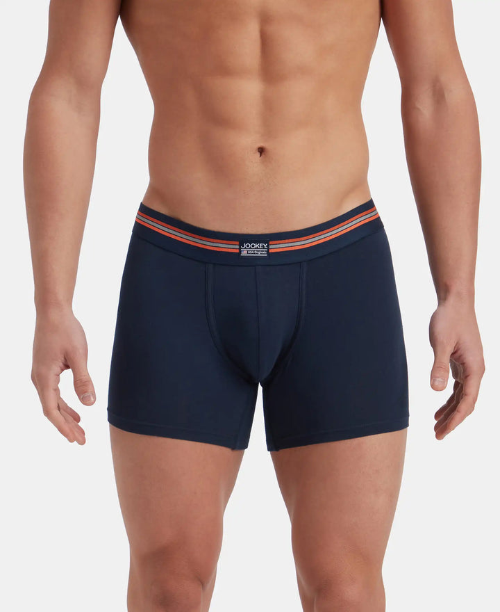 Super Combed Cotton Elastane Stretch Printed Trunk with Ultrasoft Waistband - Navy Print (Pack of 2)