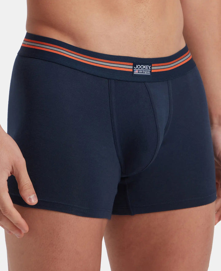 Super Combed Cotton Elastane Stretch Printed Trunk with Ultrasoft Waistband - Navy Print (Pack of 2)