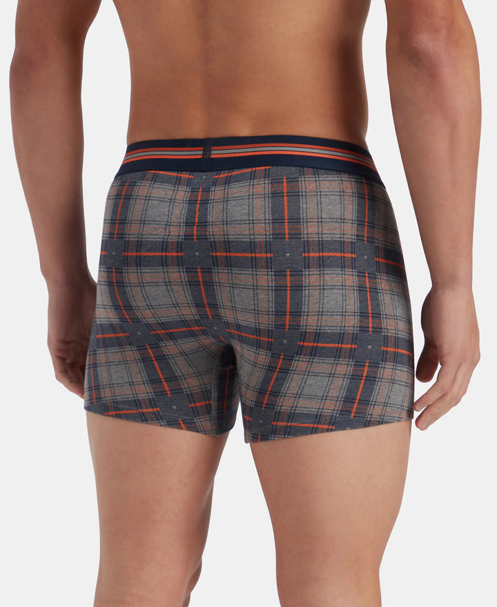 Super Combed Cotton Elastane Stretch Printed Trunk with Ultrasoft Waistband - Navy Print (Pack of 2)