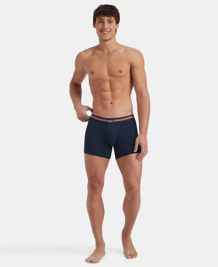 Super Combed Cotton Elastane Stretch Printed Trunk with Ultrasoft Waistband - Navy Print (Pack of 2)