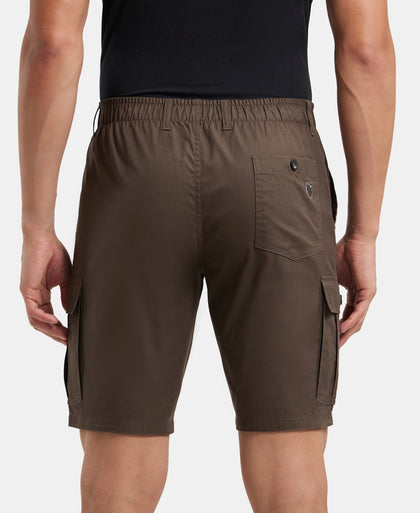 Super Combed Mercerised Cotton Woven Straight Fit Cargo Shorts - Black Olive