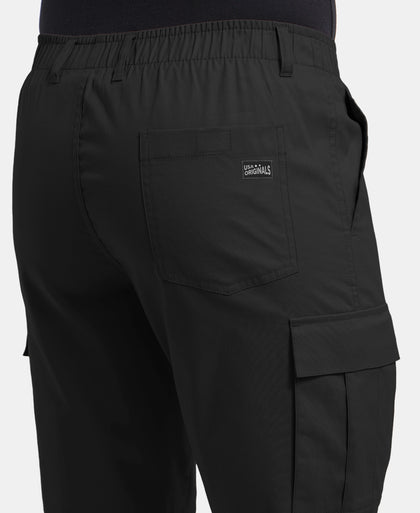 Super Combed Mercerised Cotton Woven Straight Fit Cargo Shorts - Black