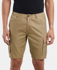 Super Combed Mercerised Cotton Woven Straight Fit Cargo Shorts - Sepia Tint
