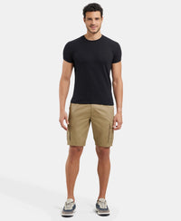 Super Combed Mercerised Cotton Woven Straight Fit Cargo Shorts - Sepia Tint