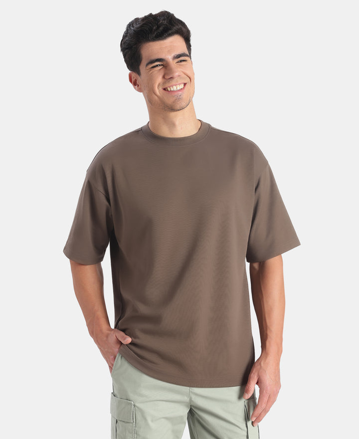 Super Combed Cotton Blend Oversized T-Shirt with StayFresh Treatment - Major Brown
