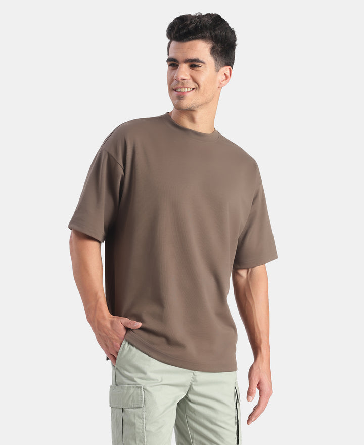 Super Combed Cotton Blend Oversized T-Shirt with StayFresh Treatment - Major Brown