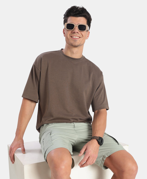 Super Combed Cotton Blend Oversized T-Shirt with StayFresh Treatment - Major Brown