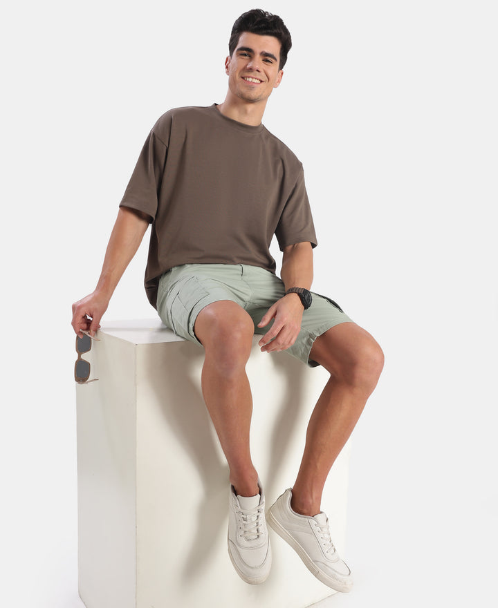 Super Combed Cotton Blend Oversized T-Shirt with StayFresh Treatment - Major Brown