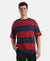 Super Combed Cotton Rich Striped Oversized Tshirt - Navy & Sundried Tomato