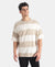 Super Combed Cotton Rich Striped Oversized T-Shirt - Pure Cashmere & Snow White