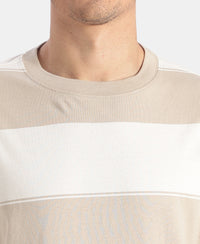 Super Combed Cotton Rich Striped Oversized T-Shirt - Pure Cashmere & Snow White