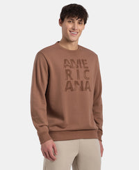 Super Combed Cotton Rich French Terry Printed Sweatshirt with Ribbed Cuffs - Acorn