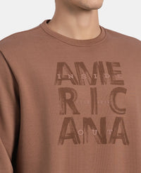 Super Combed Cotton Rich French Terry Printed Sweatshirt with Ribbed Cuffs - Acorn