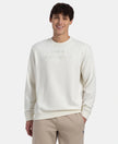 Super Combed Cotton Rich French Terry Printed Sweatshirt with Ribbed Cuffs - Cannaoli Cream