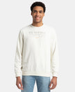 Super Combed Cotton Rich French Terry Printed Sweatshirt with Ribbed Cuffs - Cannaoli Cream