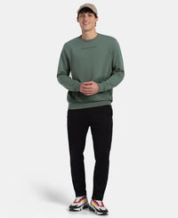 Super Combed Cotton Rich French Terry Printed Sweatshirt with Ribbed Cuffs - Dark Forest