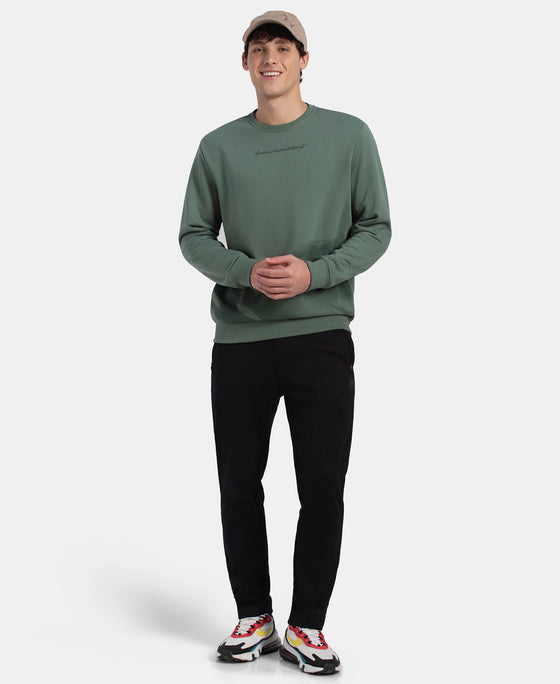 Super Combed Cotton Rich French Terry Printed Sweatshirt with Ribbed Cuffs - Dark Forest