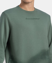 Super Combed Cotton Rich French Terry Printed Sweatshirt with Ribbed Cuffs - Dark Forest