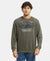 Super Combed Cotton Rich French Terry Printed Sweatshirt with Ribbed Cuffs - Deep Olive-1