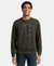 Super Combed Cotton Rich French Terry Printed Sweatshirt with Ribbed Cuffs - Deep Olive