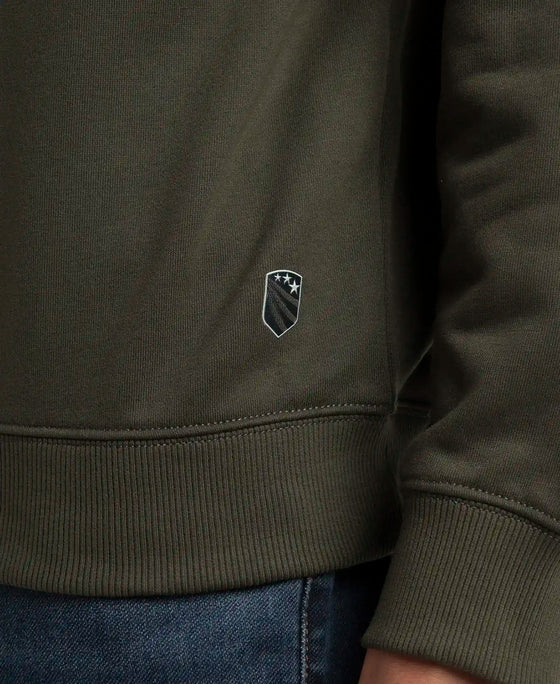 Super Combed Cotton Rich French Terry Printed Sweatshirt with Ribbed Cuffs - Deep Olive