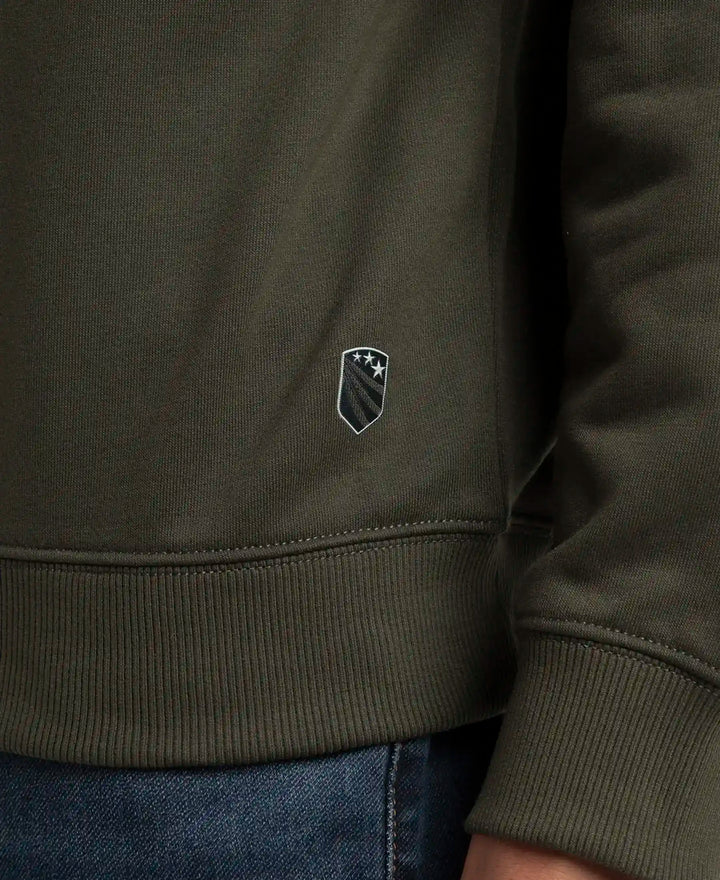 Super Combed Cotton Rich French Terry Printed Sweatshirt with Ribbed Cuffs - Deep Olive