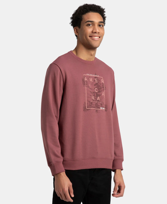 Super Combed Cotton Rich French Terry Printed Sweatshirt with Ribbed Cuffs - Wild Ginger