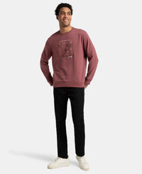 Super Combed Cotton Rich French Terry Printed Sweatshirt with Ribbed Cuffs - Wild Ginger