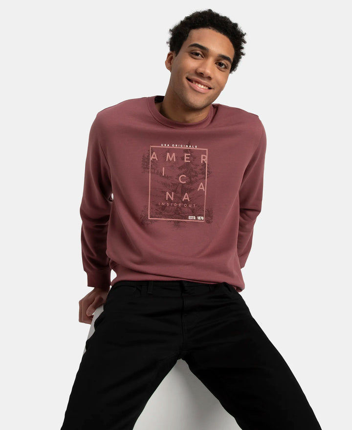 Super Combed Cotton Rich French Terry Printed Sweatshirt with Ribbed Cuffs - Wild Ginger