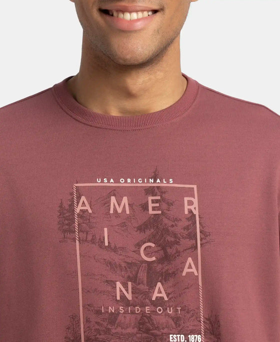 Super Combed Cotton Rich French Terry Printed Sweatshirt with Ribbed Cuffs - Wild Ginger