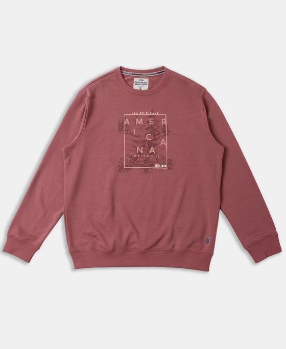Super Combed Cotton Rich French Terry Printed Sweatshirt with Ribbed Cuffs - Wild Ginger