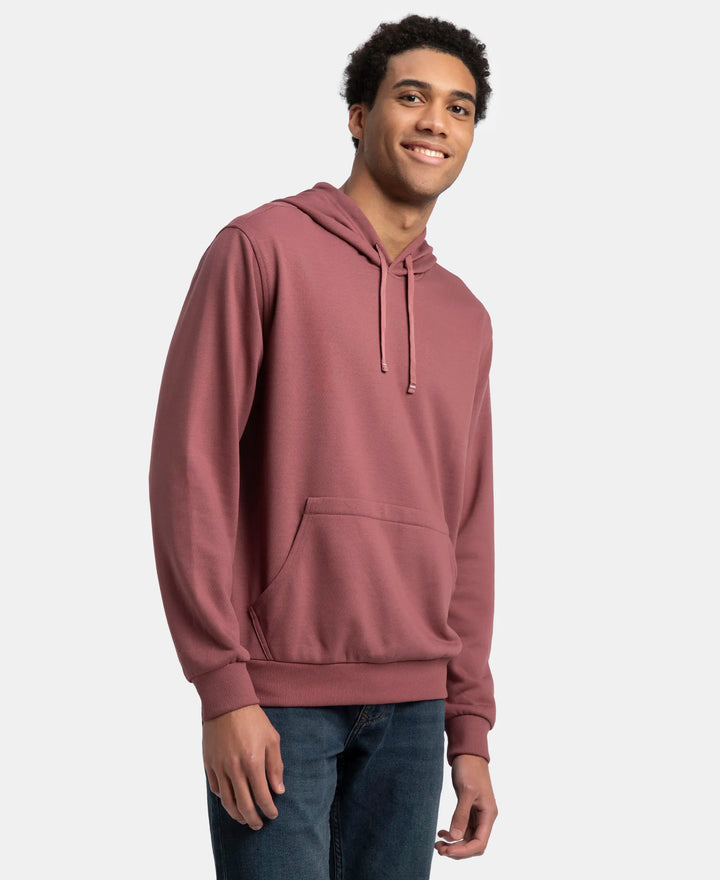 Super Combed Cotton Rich French Terry Hoodie Sweatshirt with Ribbed Cuffs - Wild Ginger