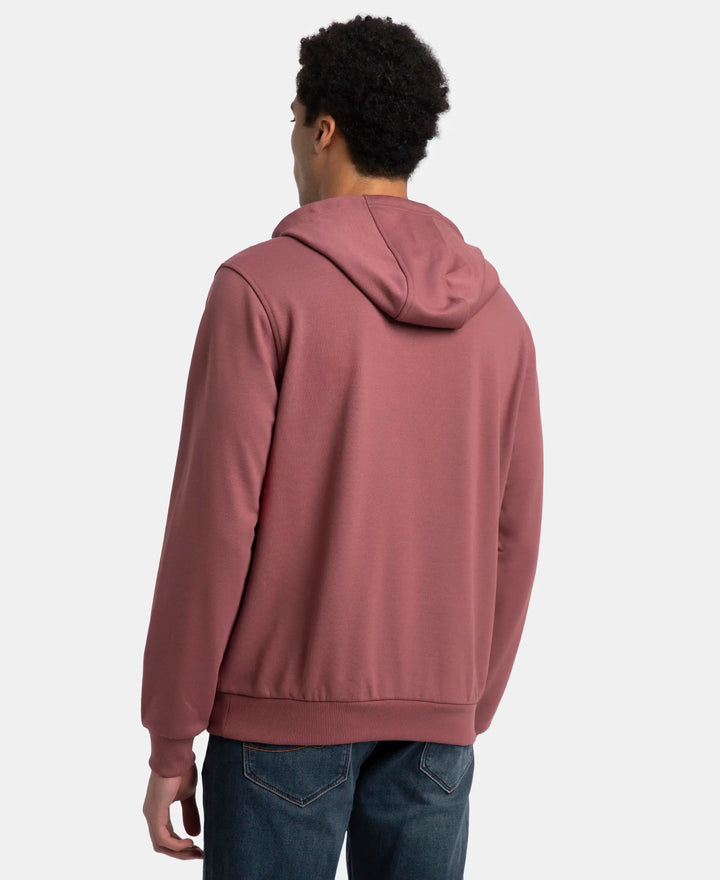 Super Combed Cotton Rich French Terry Hoodie Sweatshirt with Ribbed Cuffs - Wild Ginger