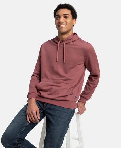 Super Combed Cotton Rich French Terry Hoodie Sweatshirt with Ribbed Cuffs - Wild Ginger
