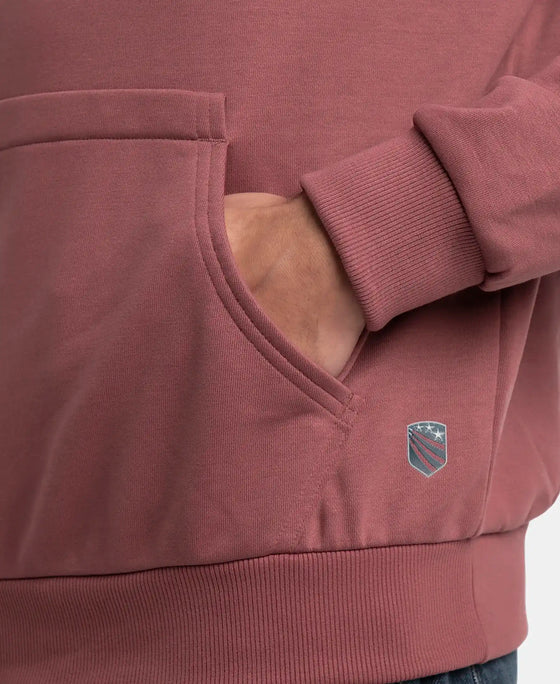 Super Combed Cotton Rich French Terry Hoodie Sweatshirt with Ribbed Cuffs - Wild Ginger