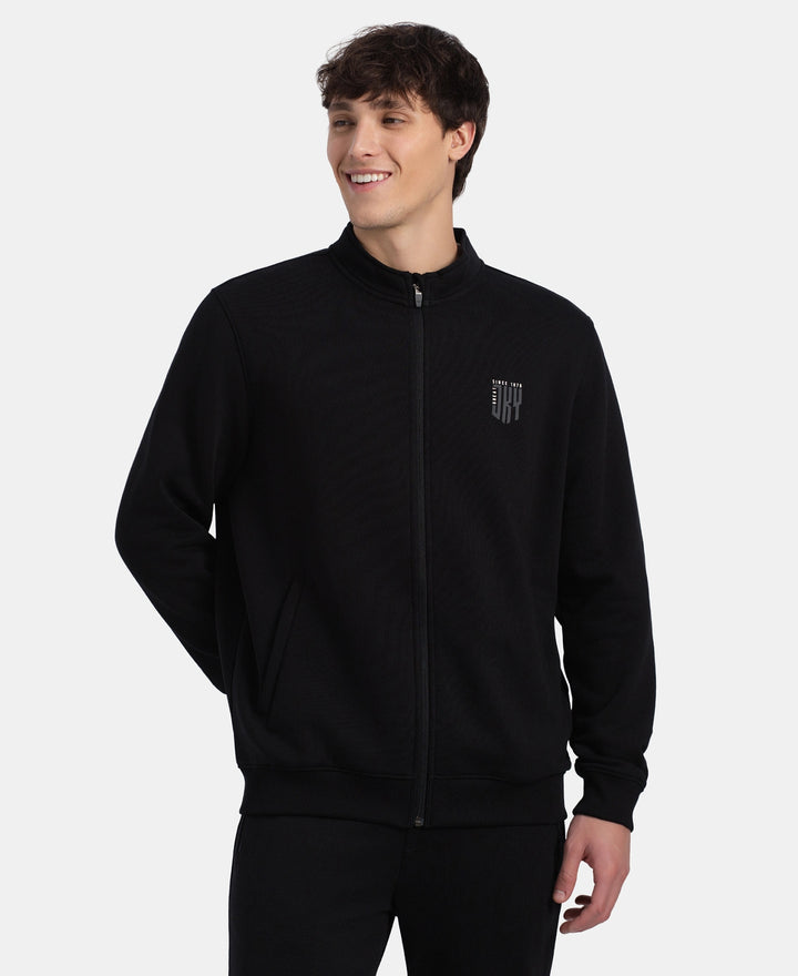 Super Combed Cotton Rich Fleece Jacket with StayWarm Technology - Black