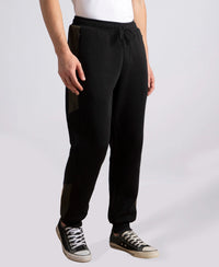 Super Combed Cotton Rich Fleece Fabric Regular Fit Jogger with Zipper Pockets - Black
