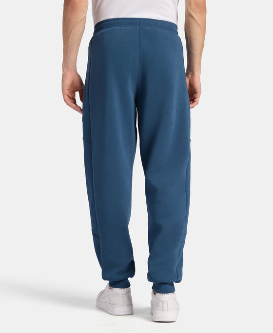 Super Combed Cotton Rich Fleece Fabric Regular Fit Jogger with Zipper Pockets - Blue Wing Teal