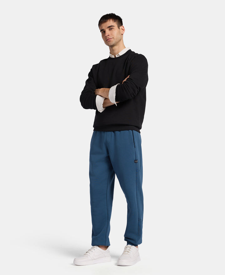 Super Combed Cotton Rich Fleece Fabric Regular Fit Jogger with Zipper Pockets - Blue Wing Teal