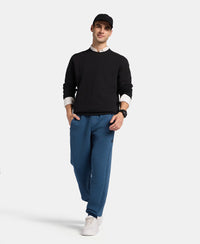 Super Combed Cotton Rich Fleece Fabric Regular Fit Jogger with Zipper Pockets - Blue Wing Teal