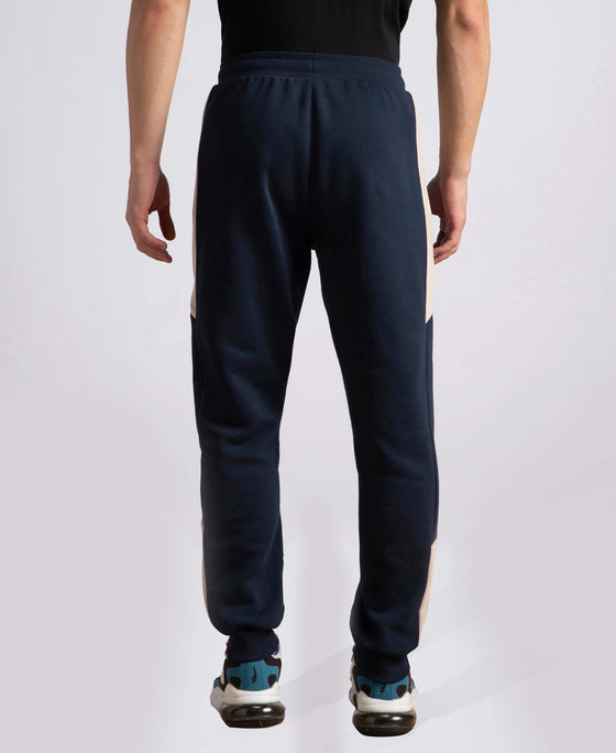 Super Combed Cotton Rich Fleece Fabric Regular Fit Jogger with Zipper Pockets - Navy
