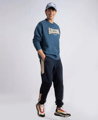 Super Combed Cotton Rich Fleece Fabric Regular Fit Jogger with Zipper Pockets - Navy