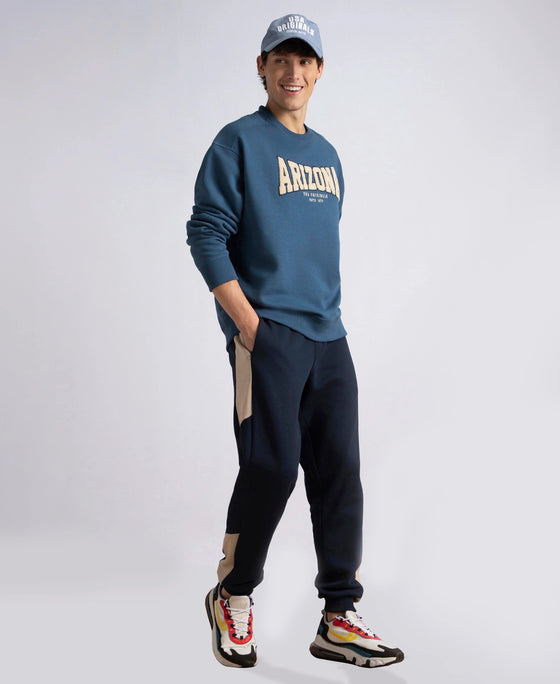 Super Combed Cotton Rich Fleece Fabric Regular Fit Jogger with Zipper Pockets - Navy