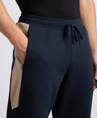 Super Combed Cotton Rich Fleece Fabric Regular Fit Jogger with Zipper Pockets - Navy