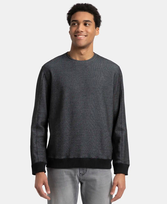 Super Combed Cotton Rich Sweatshirt with Ribbed Cuffs - Black