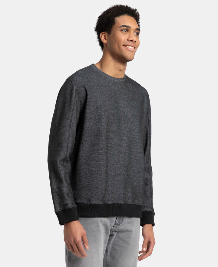 Super Combed Cotton Rich Sweatshirt with Ribbed Cuffs - Black
