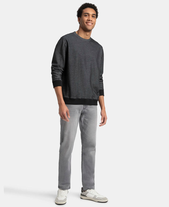 Super Combed Cotton Rich Sweatshirt with Ribbed Cuffs - Black