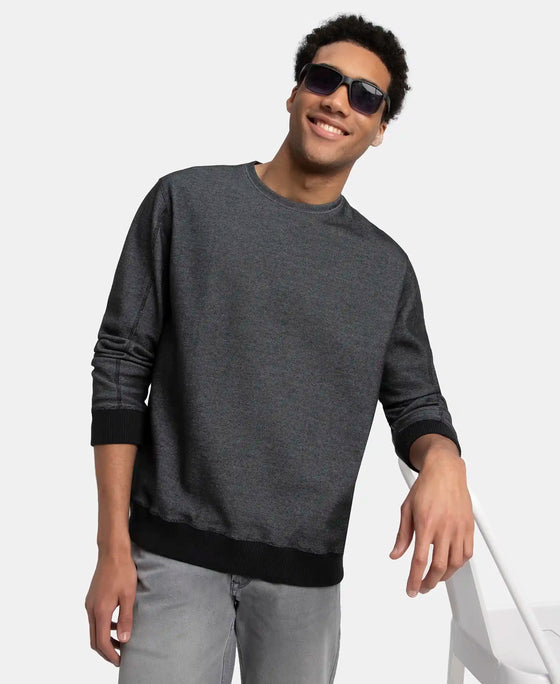 Super Combed Cotton Rich Sweatshirt with Ribbed Cuffs - Black