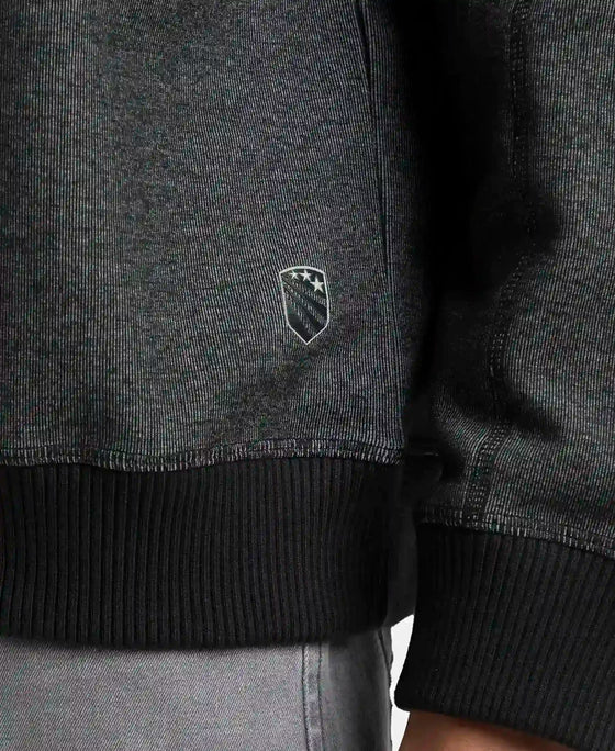 Super Combed Cotton Rich Sweatshirt with Ribbed Cuffs - Black