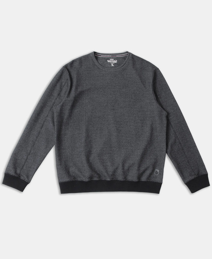 Super Combed Cotton Rich Sweatshirt with Ribbed Cuffs - Black